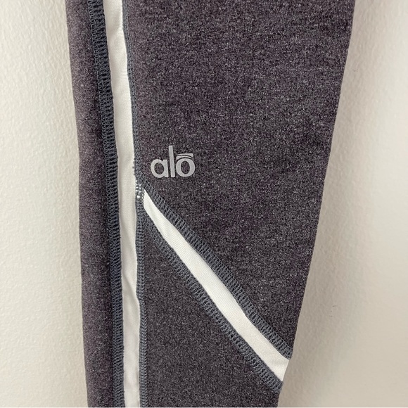 ALO Yoga Heathered Grey White Shimmer Panels Talia Athletic Performance Leggings - Picture 8 of 9